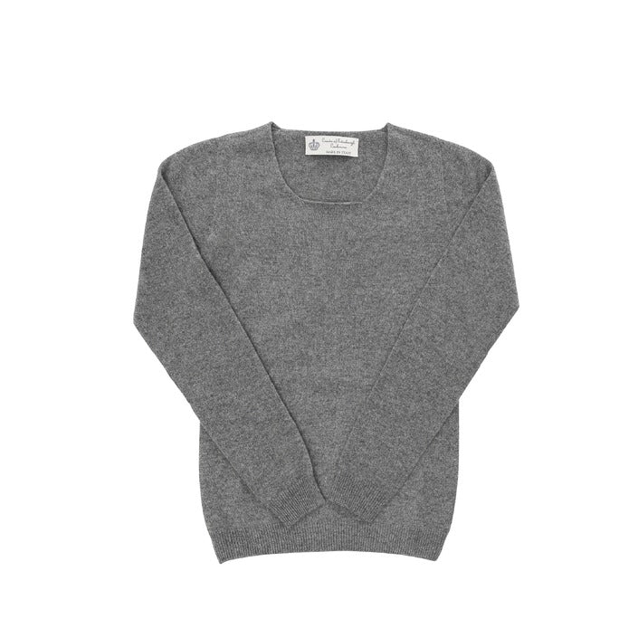 Crown of Edinburgh Cashmere - Crown of Edinburgh Cashmere Womens Square Neck Sweater COE 0024 SMOG