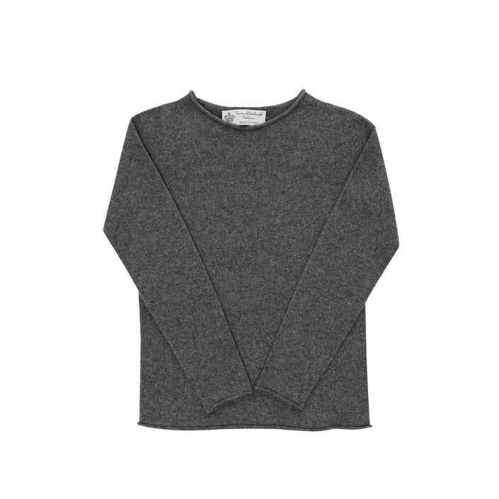 Crown of Edinburgh Cashmere - Crown of Edinburgh Cashmere Womens Boat Neck Sweater COE 0025 DARK GREY