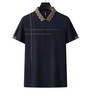 Lapel Embroidery Short Sleeve Casual Men's Business Polo Shirt