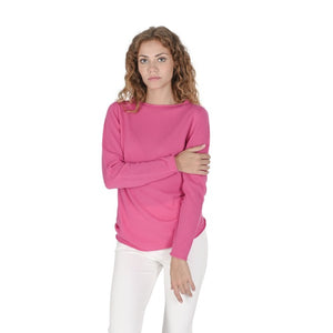 Crown of Edinburgh Cashmere - Crown of Edinburgh Cashmere Womens Boat Neck Sweater COE 0025 FUSCHIA