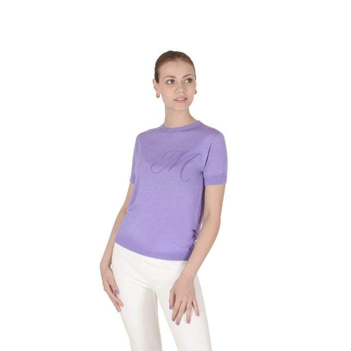 Crown of Edinburgh Cashmere - Crown of Edinburgh Cashmere Short Sleeve ART 003 LILAC LETTER M