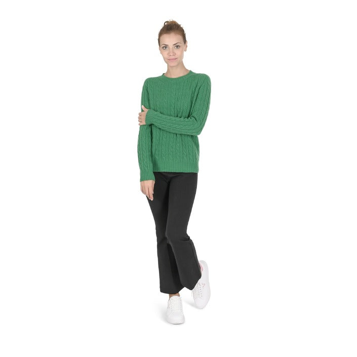 Crown of Edinburgh Cashmere - Crown of Edinburgh Cashmere Womens Round Neck Sweater COE 0033 GREEN