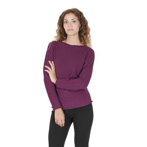 Crown of Edinburgh Cashmere - Crown of Edinburgh Cashmere Womens Boat Neck Sweater COE 0025 PURPLE