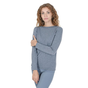 Crown of Edinburgh Cashmere - Crown of Edinburgh Cashmere Womens Boat Neck Sweater COE 0025 LIGHT BLUE