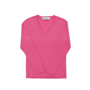 Crown of Edinburgh Cashmere - Crown of Edinburgh Cashmere Womens V Neck Sweater COE 0022 STRAWBERRY RED