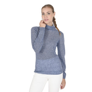 Crown of Edinburgh Cashmere - Crown of Edinburgh Cashmere Womens Turtleneck Sweater COE 0019 BLUE MELANGE