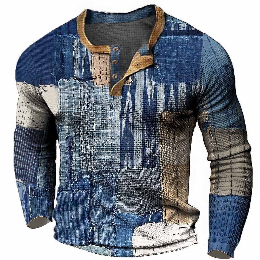 Men's Sweater 3d Head Print Three-button