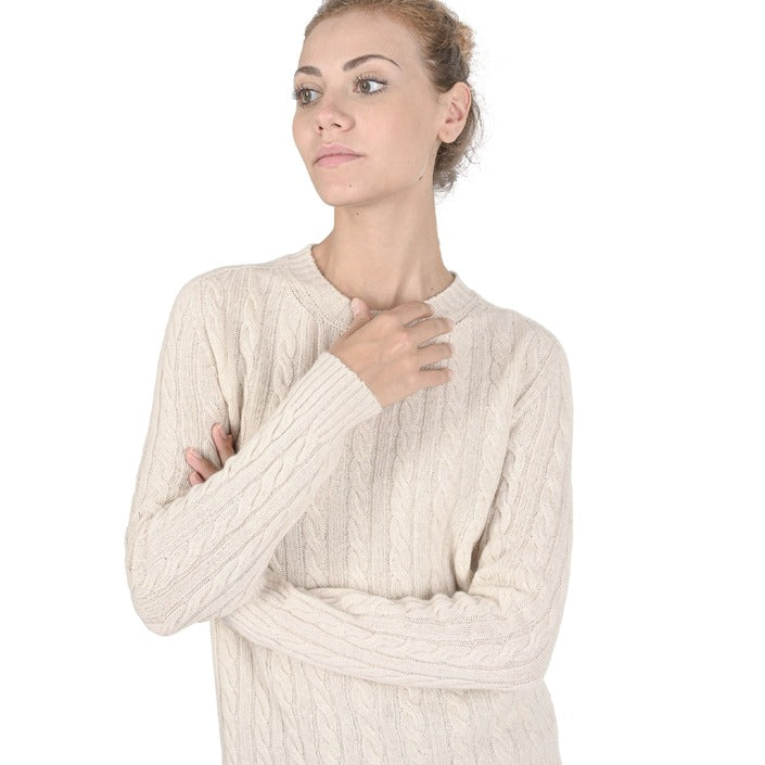 Crown of Edinburgh Cashmere - Crown of Edinburgh Cashmere Womens Round Neck Sweater COE 0033 CREAM