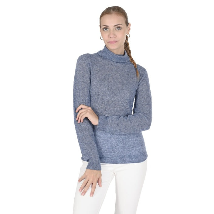 Crown of Edinburgh Cashmere - Crown of Edinburgh Cashmere Womens Turtleneck Sweater COE 0019 BLUE MELANGE