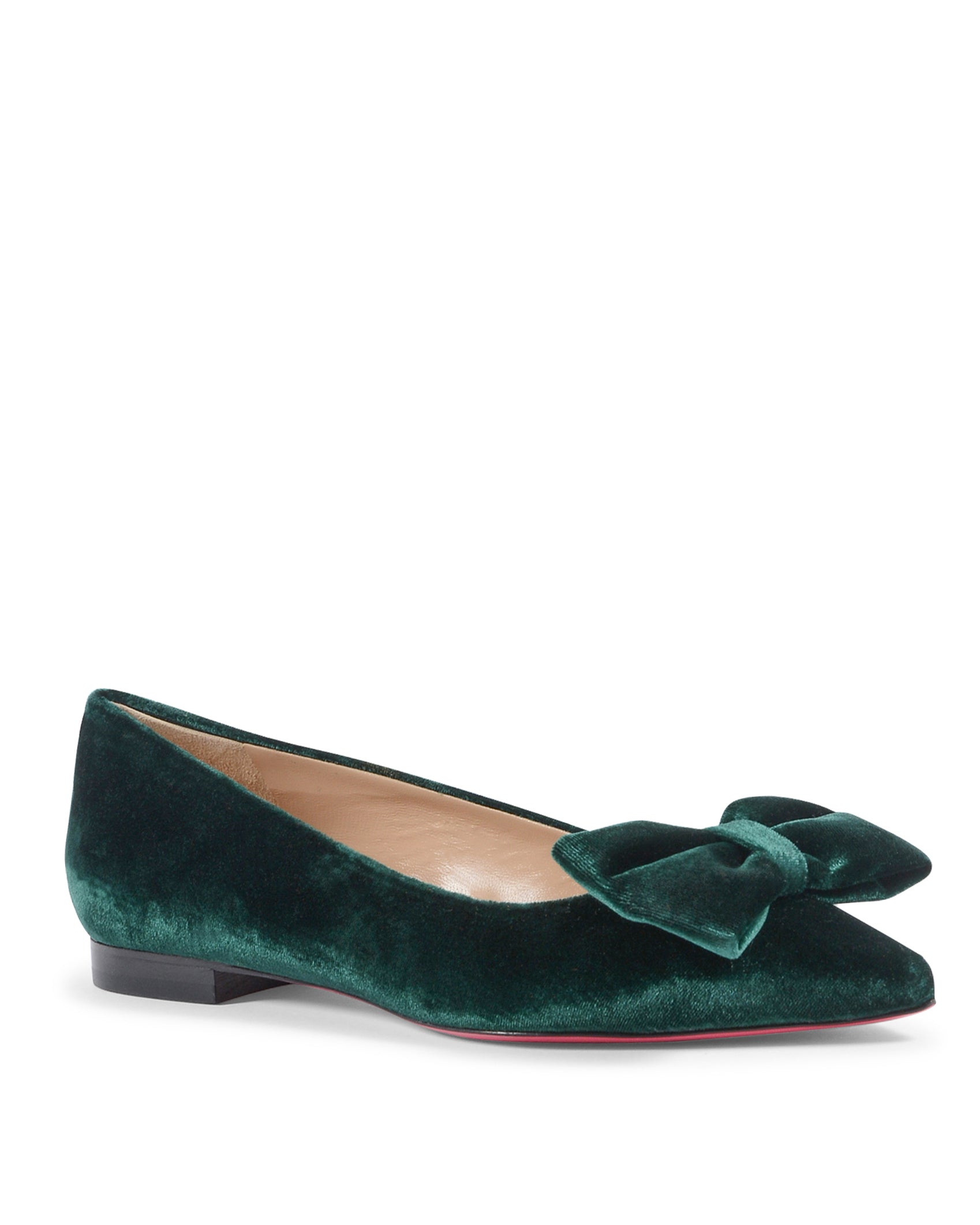 Baby Bow Velvet Ballerina - Green