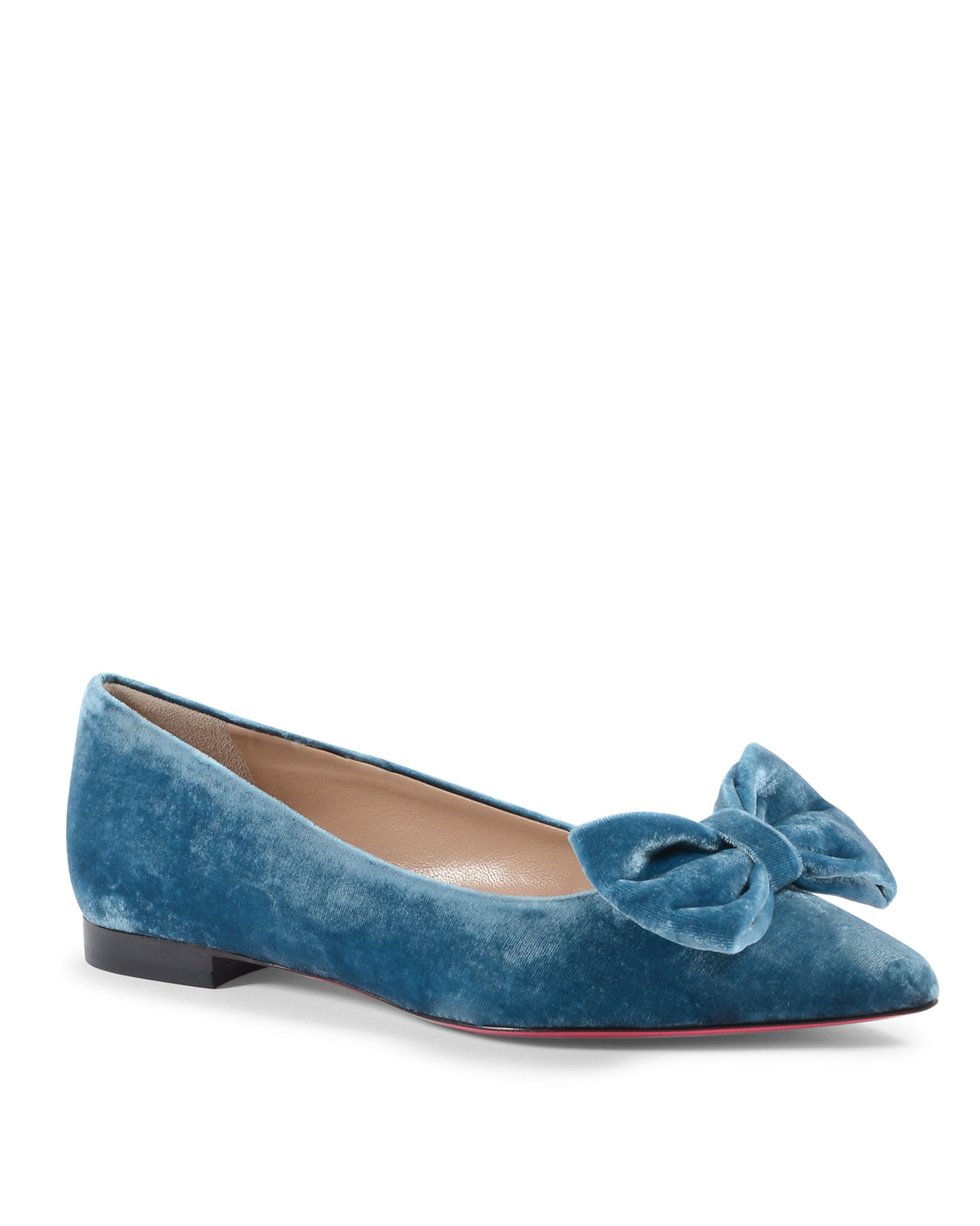 Baby Bow Velvet Ballerina - Sky