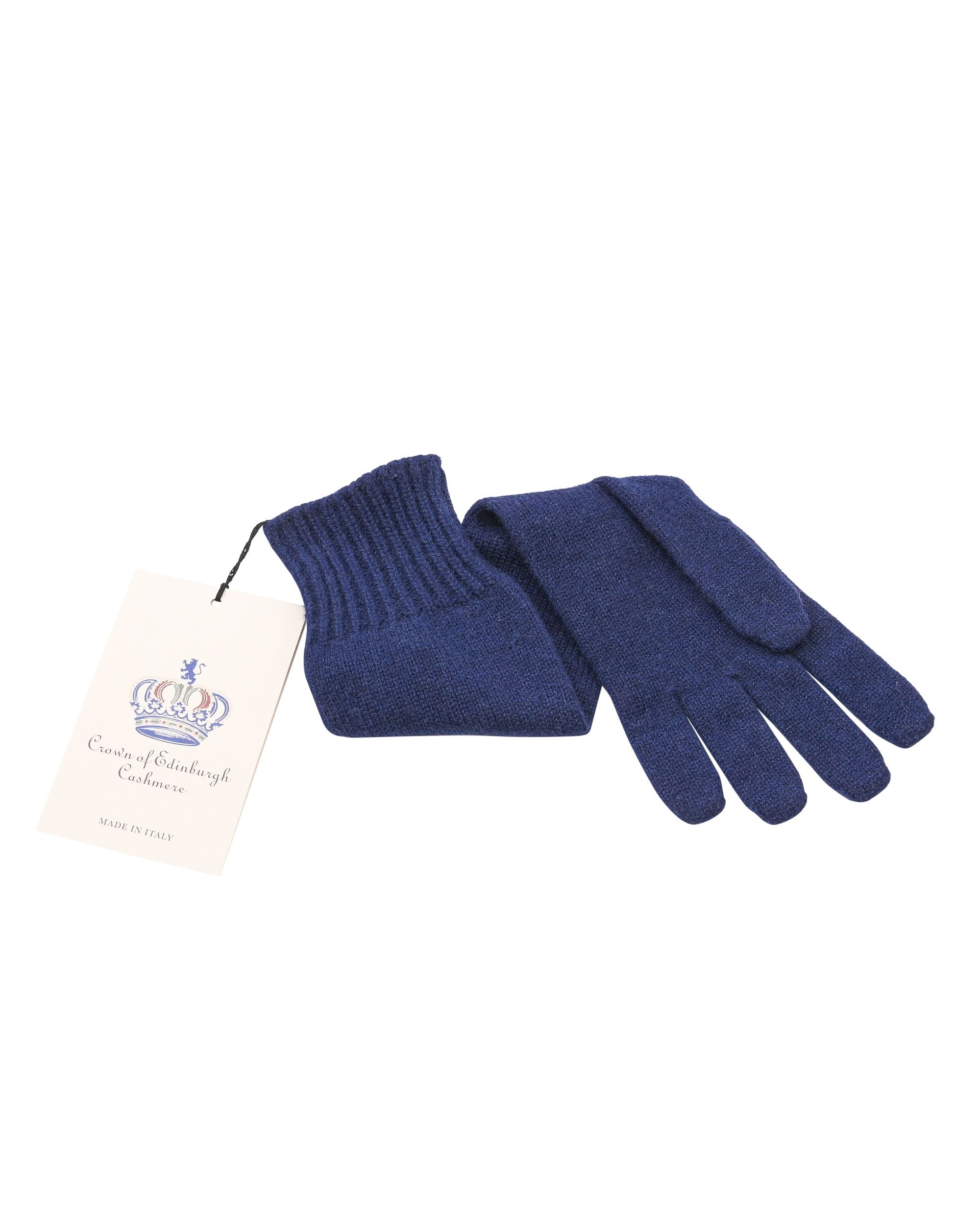 Crown of Edinburgh Cashmere Womens Long Gloves COE 002 NIGHT BLUE