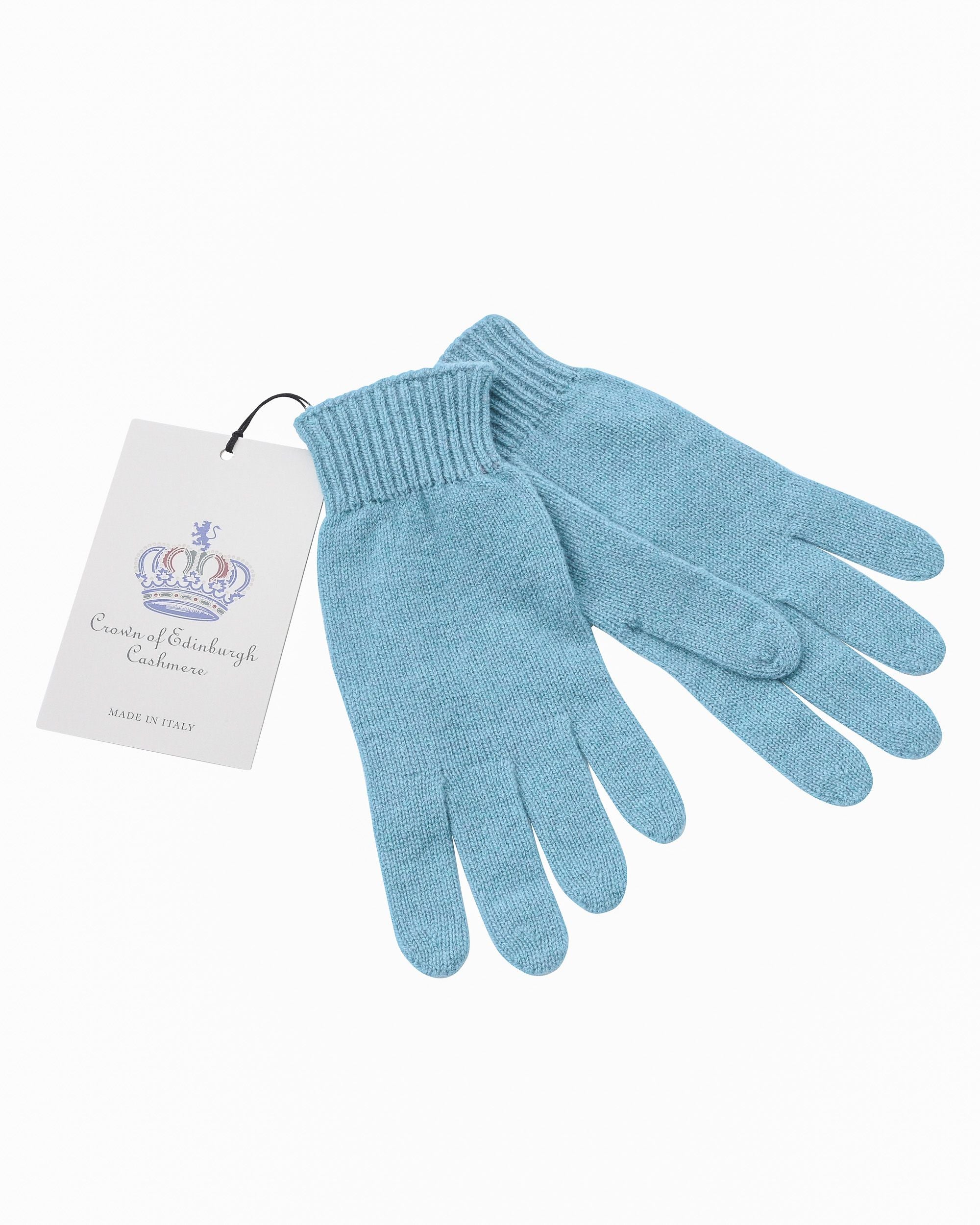 Crown of Edinburgh Cashmere Womens Short Gloves COE 001 BABY BLUE