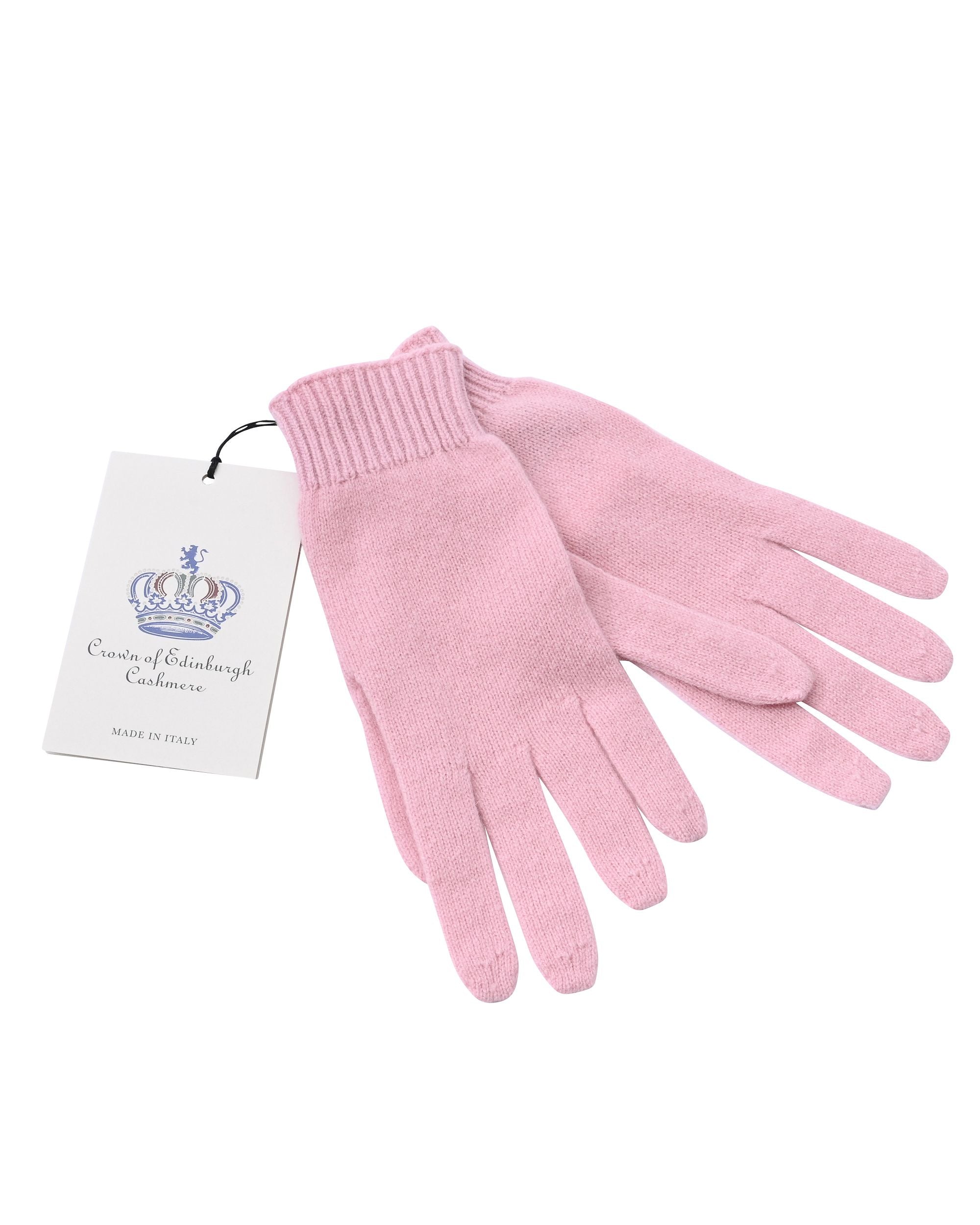 Crown of Edinburgh Cashmere Womens Short Gloves COE 001 BABY PINK