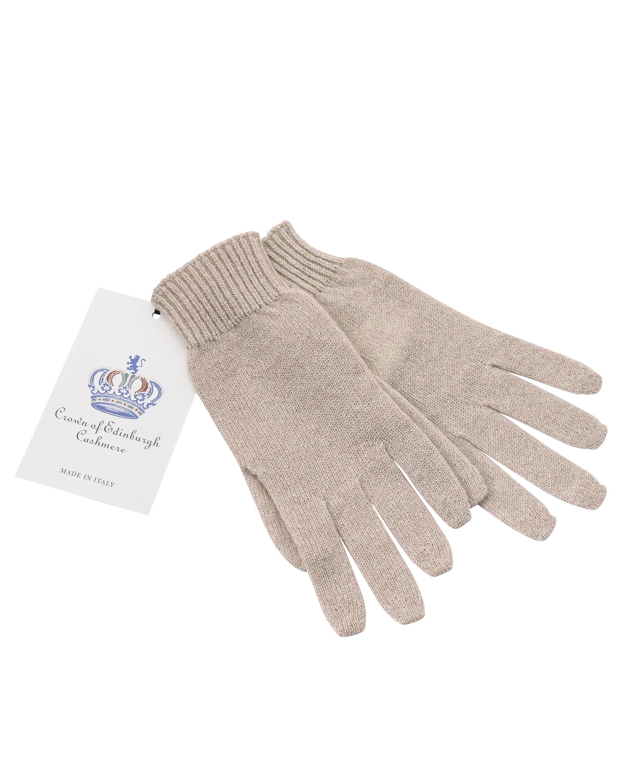 Crown of Edinburgh Cashmere Womens Short Gloves COE 001 BEIGE