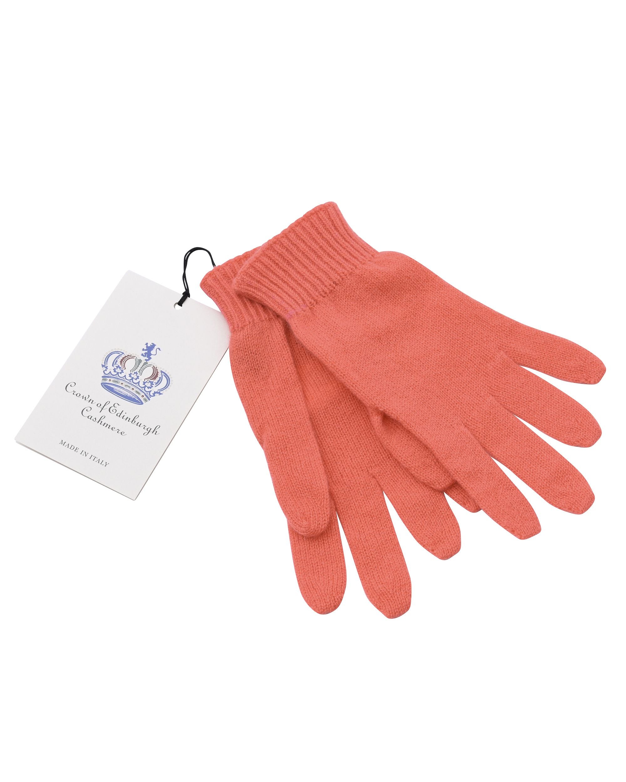 Crown of Edinburgh Cashmere Womens Short Gloves COE 001 PAPAYA